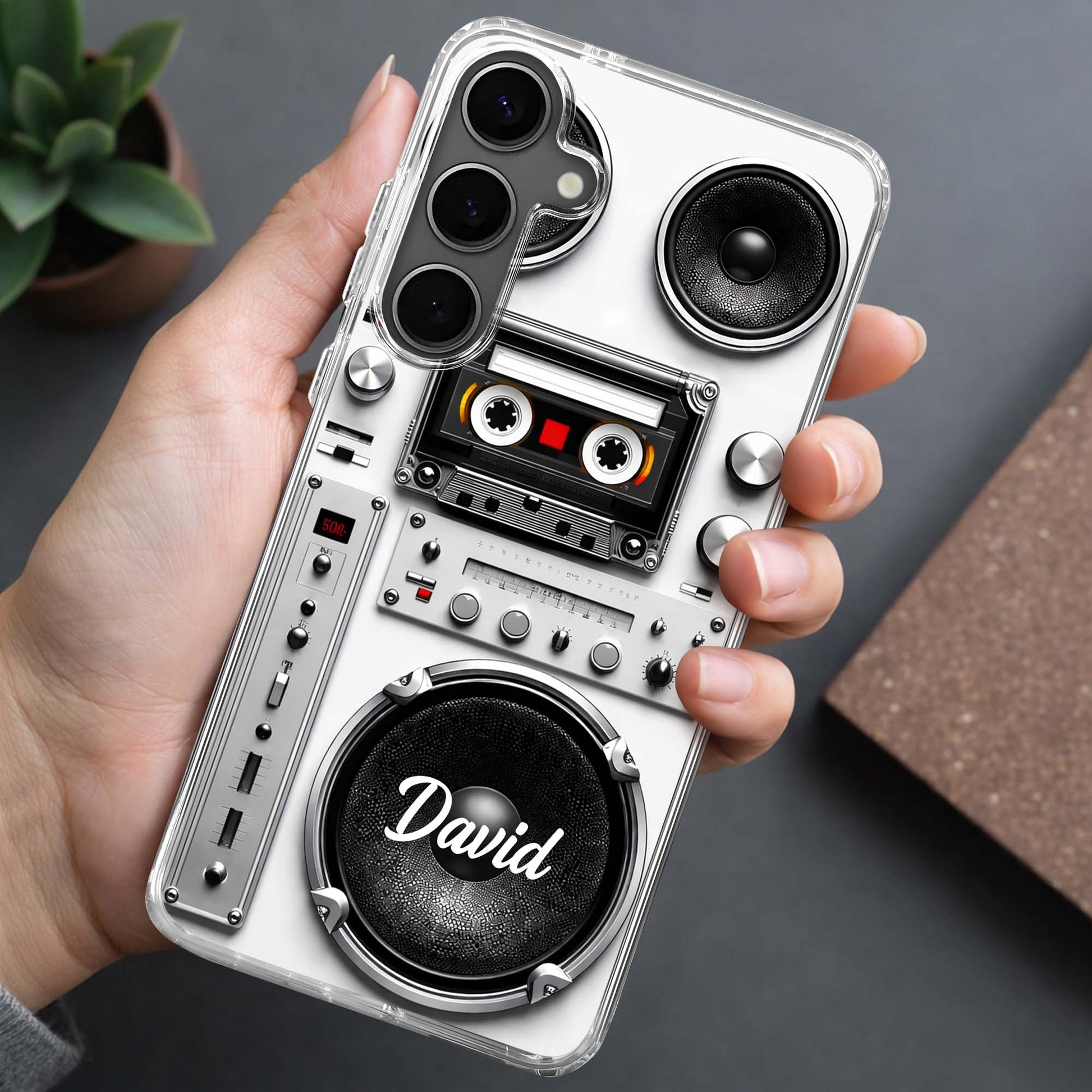 Personalized Retro Boombox Clear Phone Case for Boyfriend with personalized design details for meaningful gifting image 9