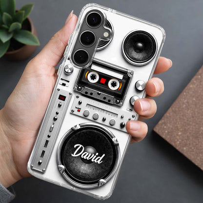 Personalized Retro Boombox Clear Phone Case for Boyfriend with personalized design details for meaningful gifting image 9
