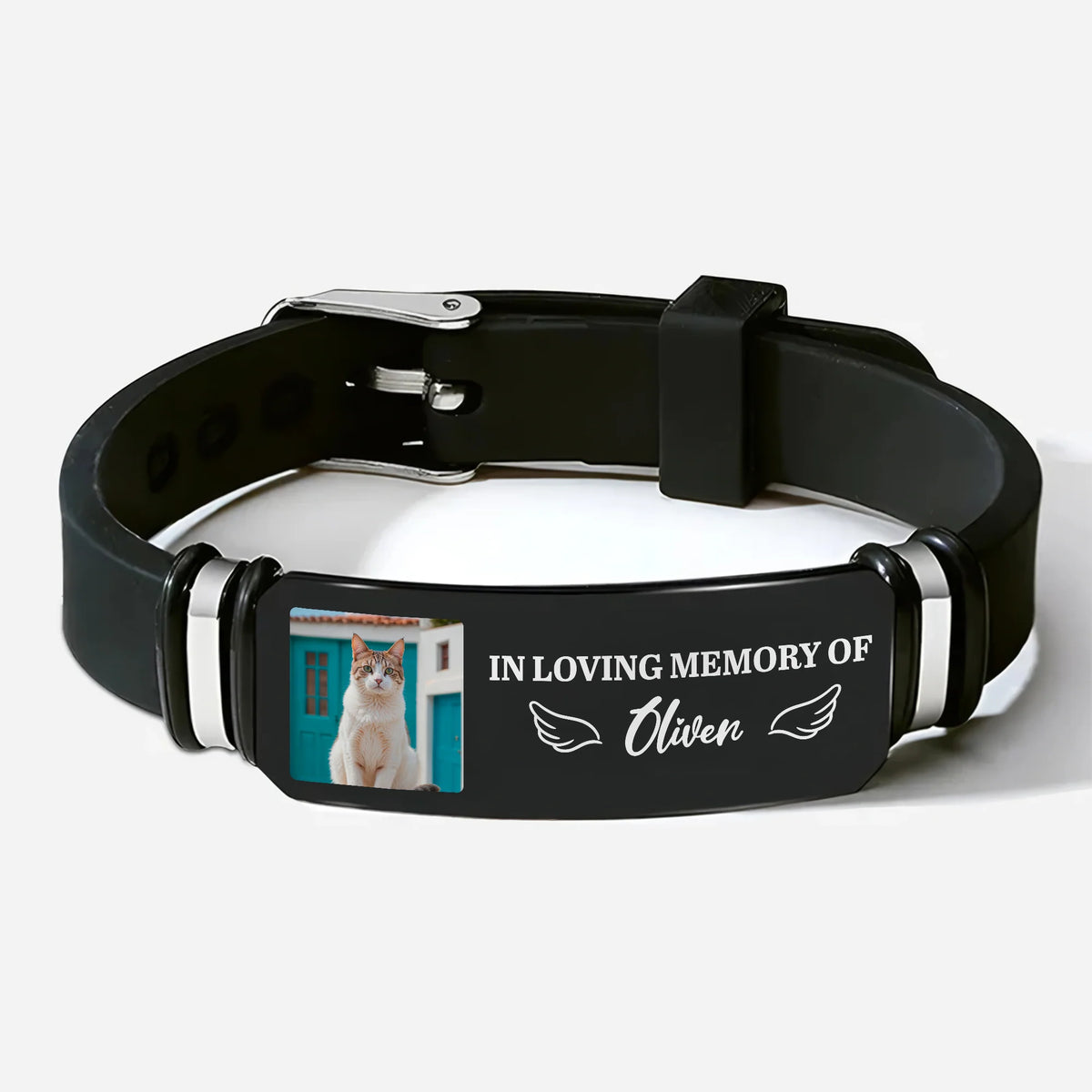 In Loving Memory Of Personalized Pet Memorial Bracelet - Custom Dog & Cat Photo Wristband Keepsake Gift