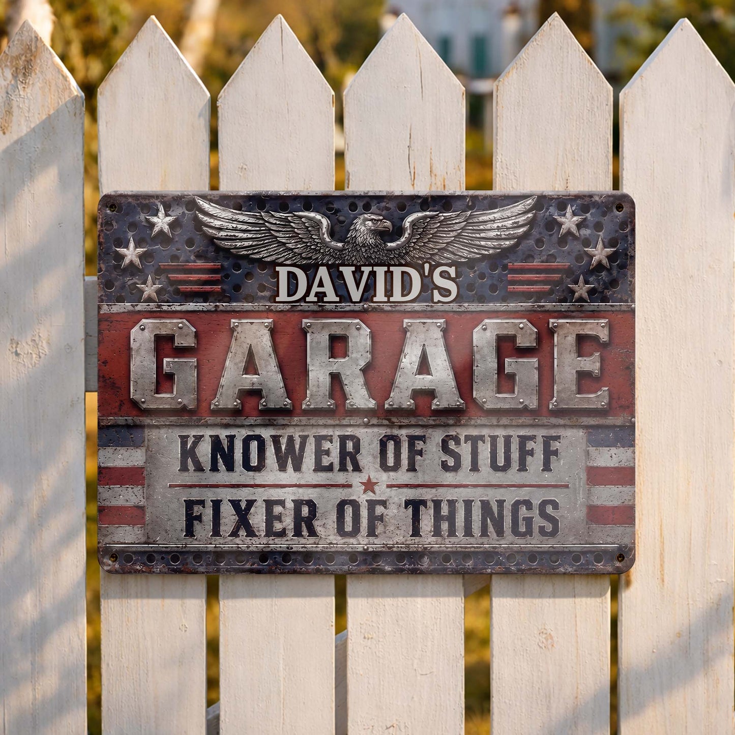 Garage Knower Of Stuff Fixer Of Things - Personalized Metal Sign for Workshop Decor
