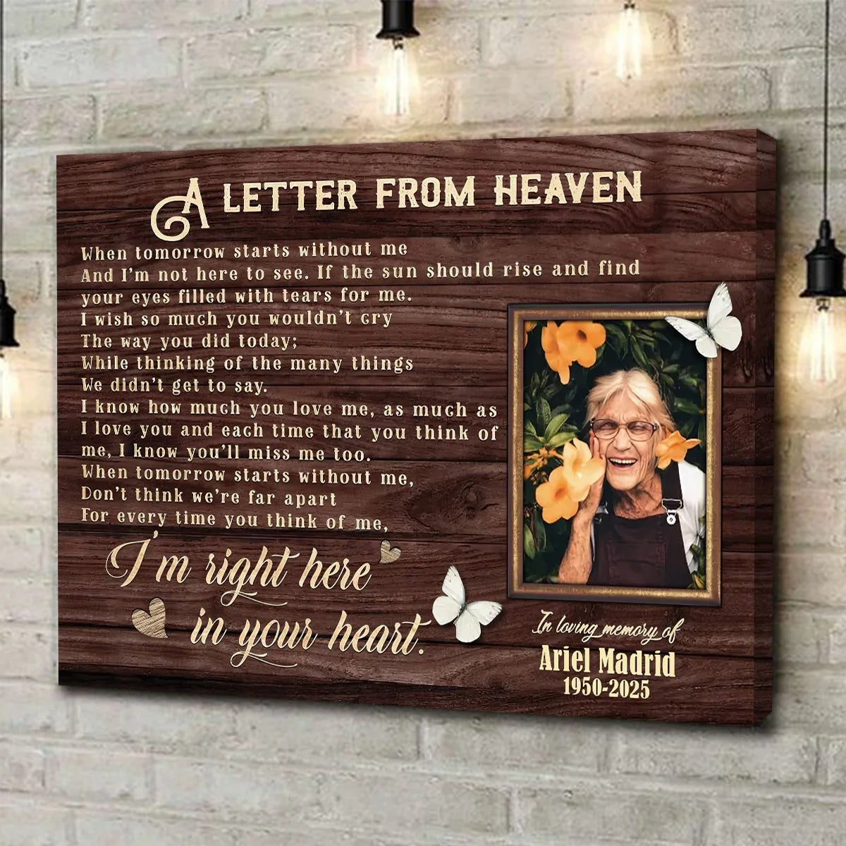 "A Letter From Heaven" Personalized Memorial Canvas / Poster - Sympathy Gift for Loss of Loved One