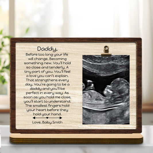 Personalized New Dad Wood Plaque for Dad with personalized design details for meaningful gifting