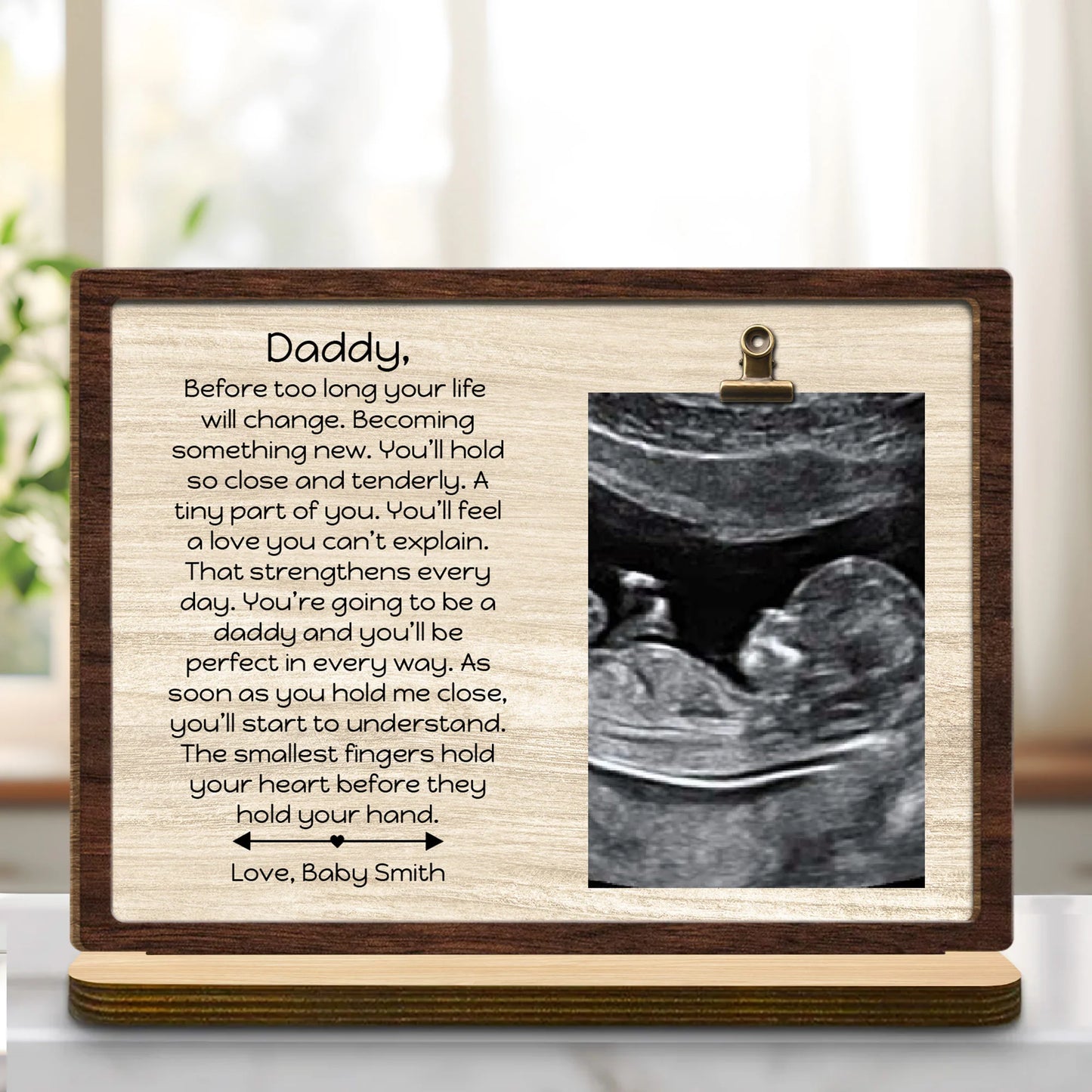 Personalized New Dad Wood Plaque for Dad with personalized design details for meaningful gifting