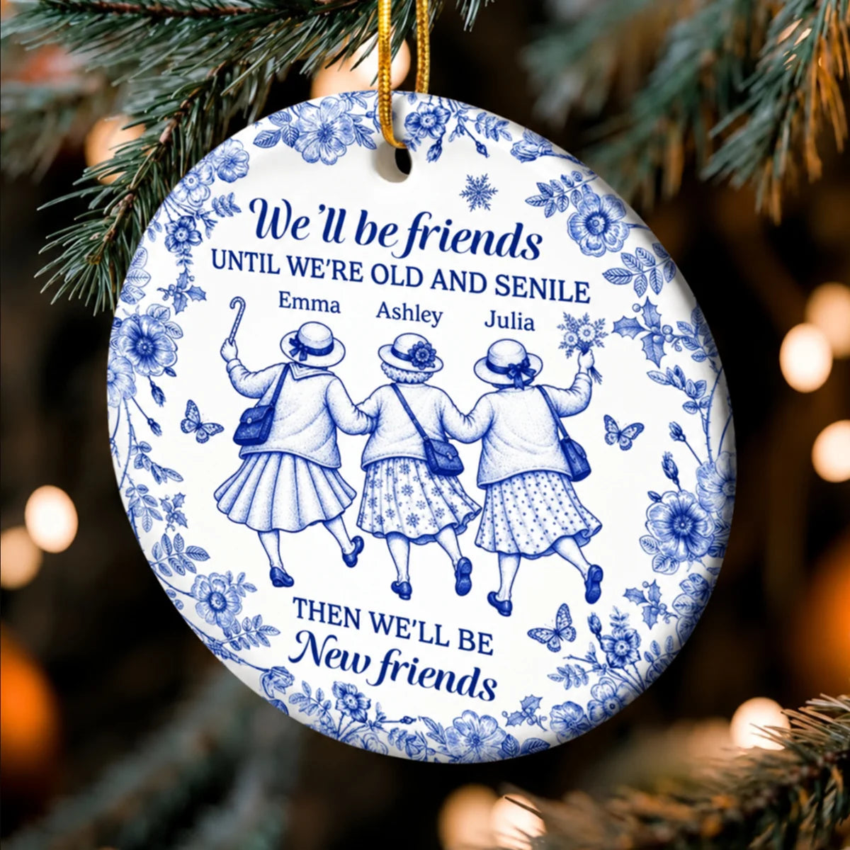 We'll Be Friends Personalized Ceramic Ornament - Custom Bestie Christmas Keepsake