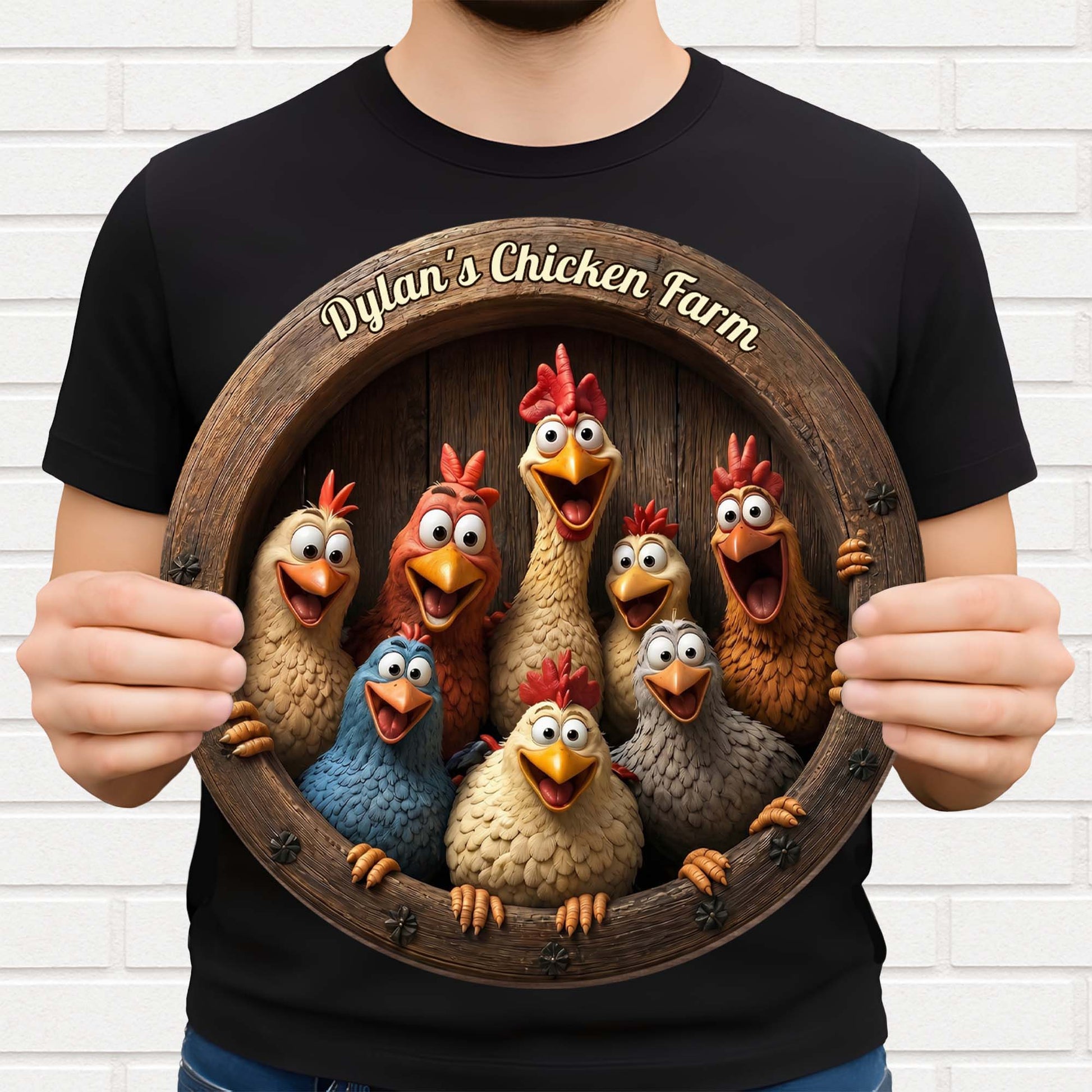Wood Sign material and size view - Personalized Chicken Farm Wood Sign