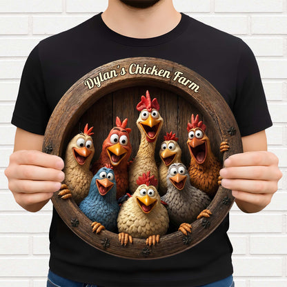 Wood Sign material and size view - Personalized Chicken Farm Wood Sign
