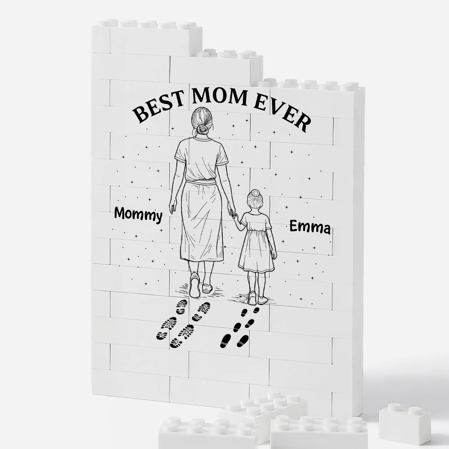"Best Mom Ever" Personalized Building Brick Gift - Custom Photo Block Keepsake for Parents