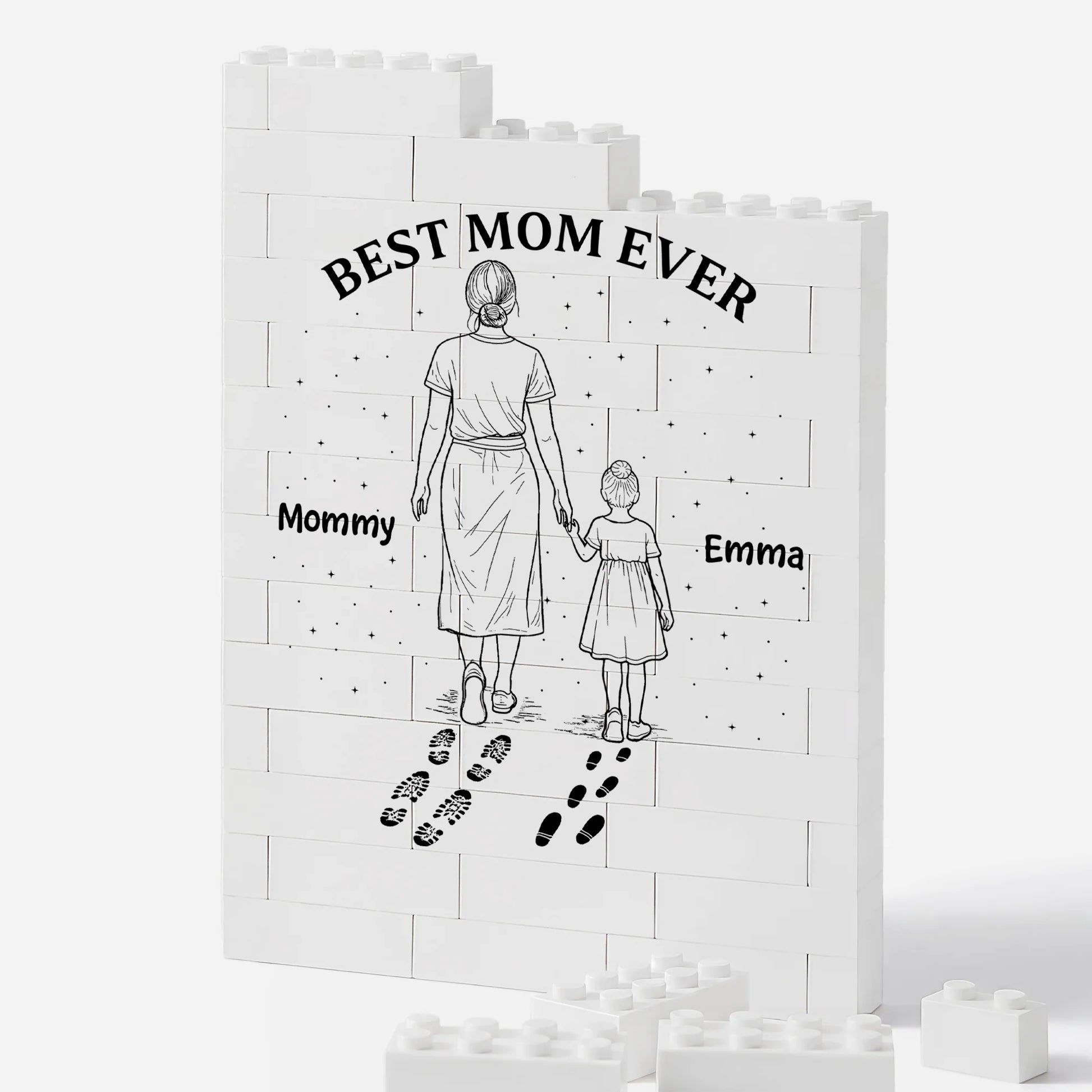 "Best Mom Ever" Personalized Building Brick Gift - Custom Photo Block Keepsake for Parents