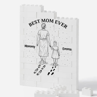 "Best Mom Ever" Personalized Building Brick Gift - Custom Photo Block Keepsake for Parents