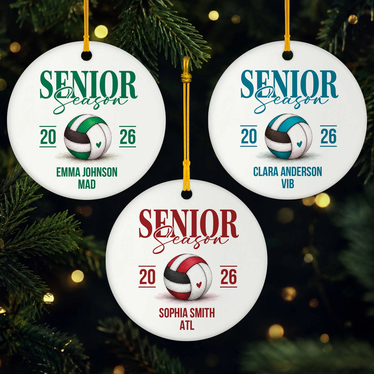 Senior Season Volleyball Personalized Ceramic Ornament - Athlete Graduation Keepsake