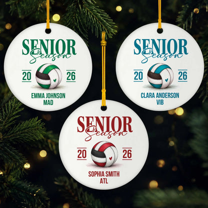 Senior Season Volleyball Personalized Ceramic Ornament - Athlete Graduation Keepsake