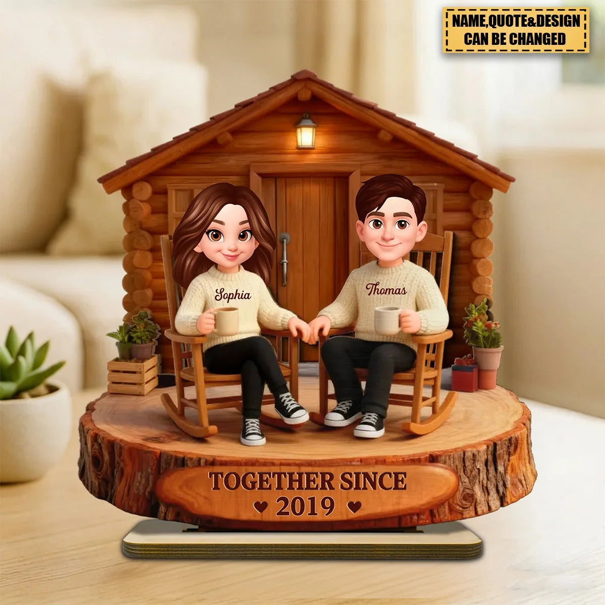 Growing Old Together Personalized Couple Wooden Plaque - Custom Cabin Keepsake Gift
