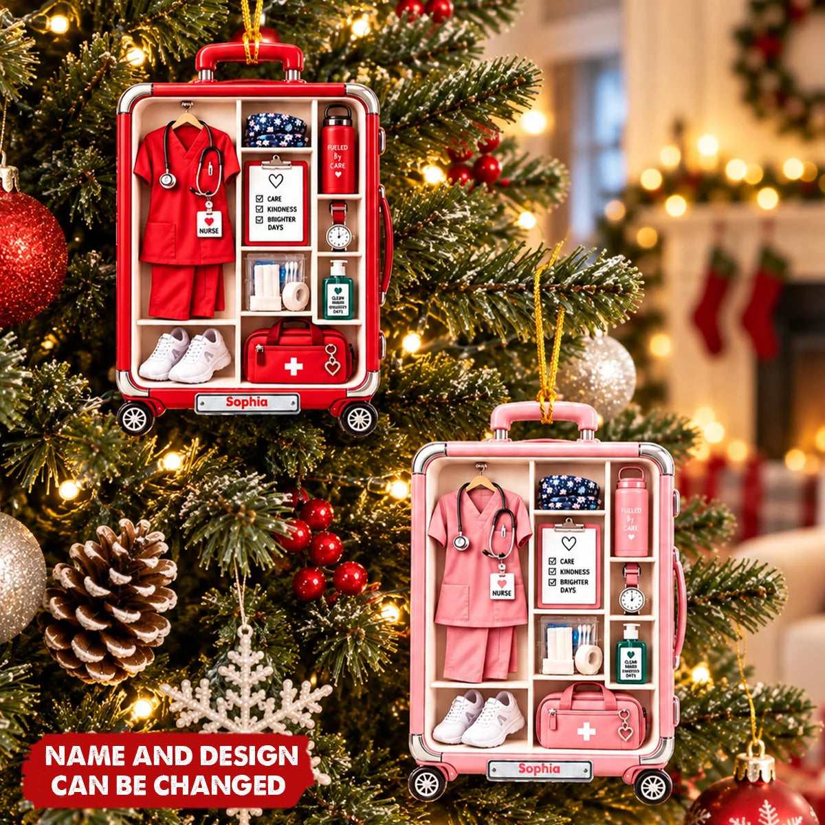 Custom Scrubs Luggage Nurse Ornament - Personalized Christmas Keepsake Gift for Nurses