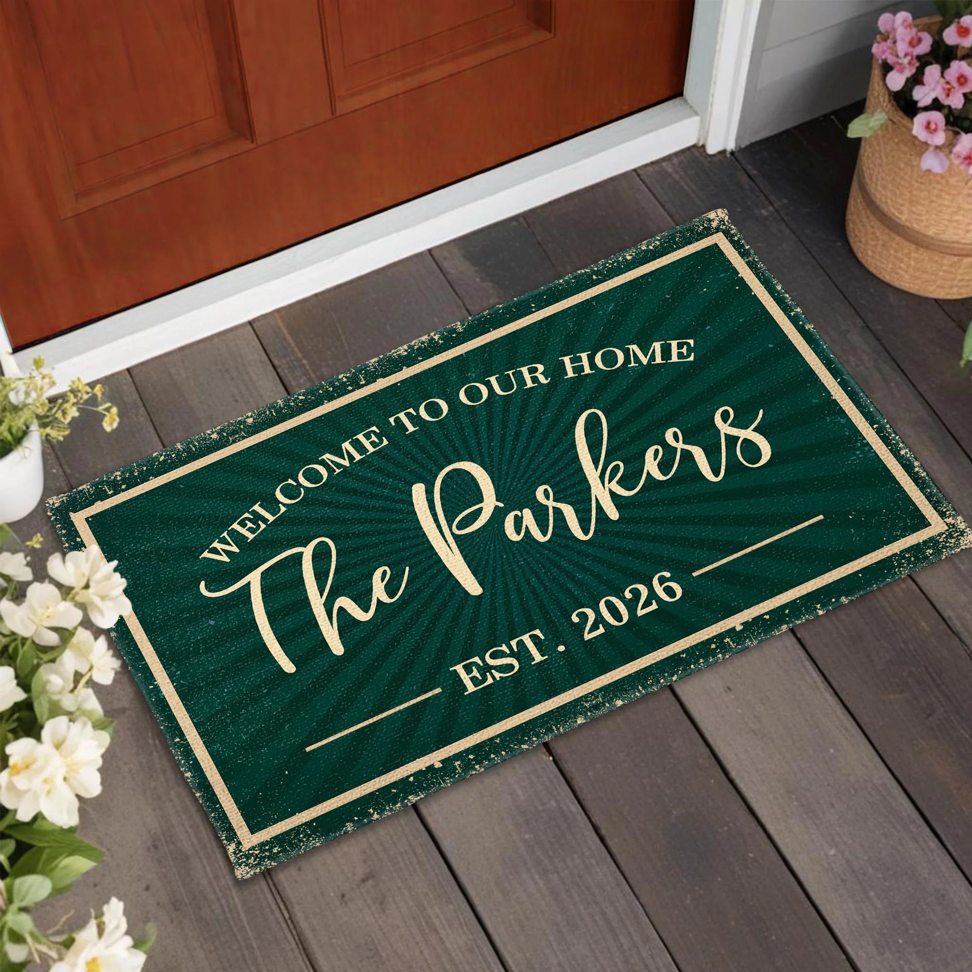 Doormat material and size view - Personalized Family Name Doormat