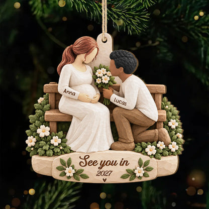 See You in 2027 Personalized Wooden Ornament - Expecting Parents Baby Keepsake Gift