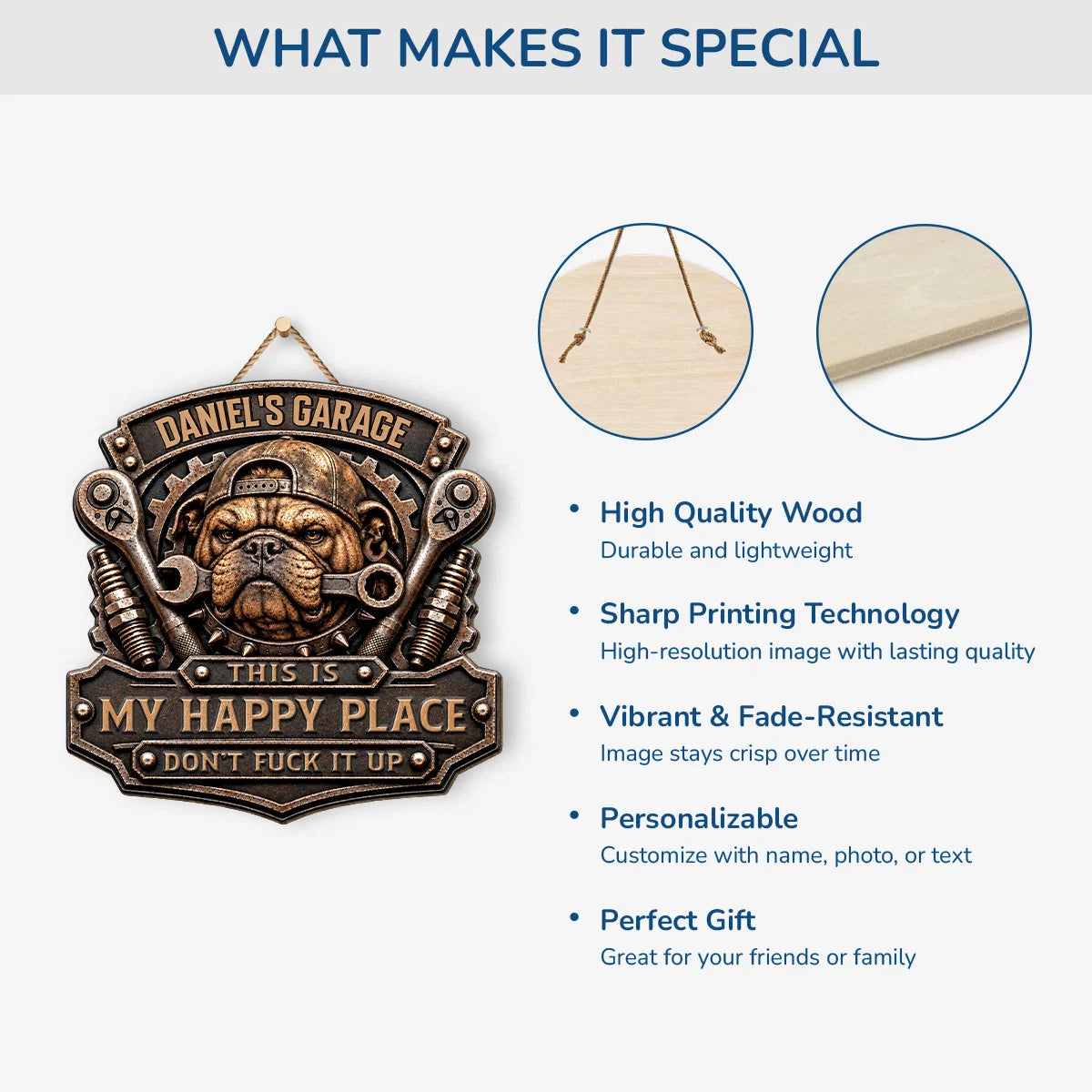 This Is My Happy Place - Personalized Dog Garage Wood Sign