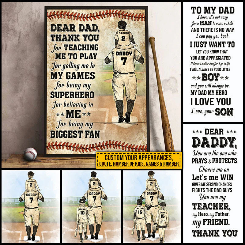 Custom Baseball Dad Canvas personalization view for Dad