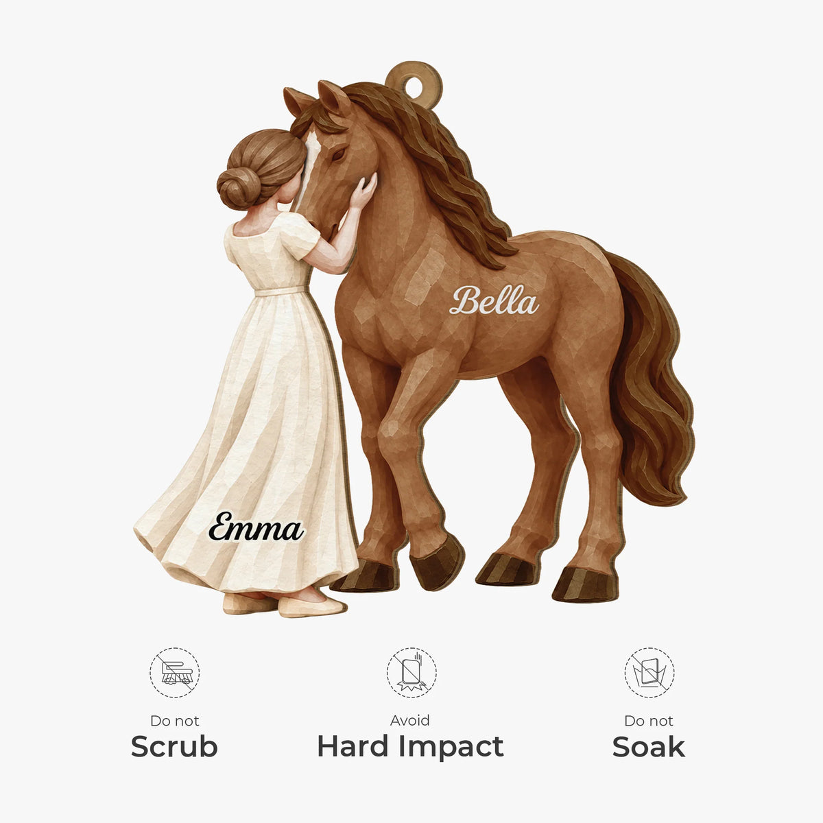 Custom Girl and Horse Wooden Ornament - Personalized Name Keepsake Gift for Horse Lovers