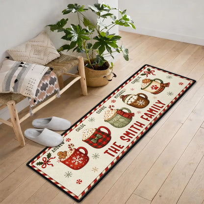 Christmas Together Personalized Runner Rug - Custom Family Name Mat for Holiday Home Decor