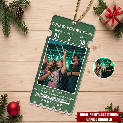 Admit One Custom Photo Concert Ticket Acrylic Ornament - Keepsake for Music Lovers