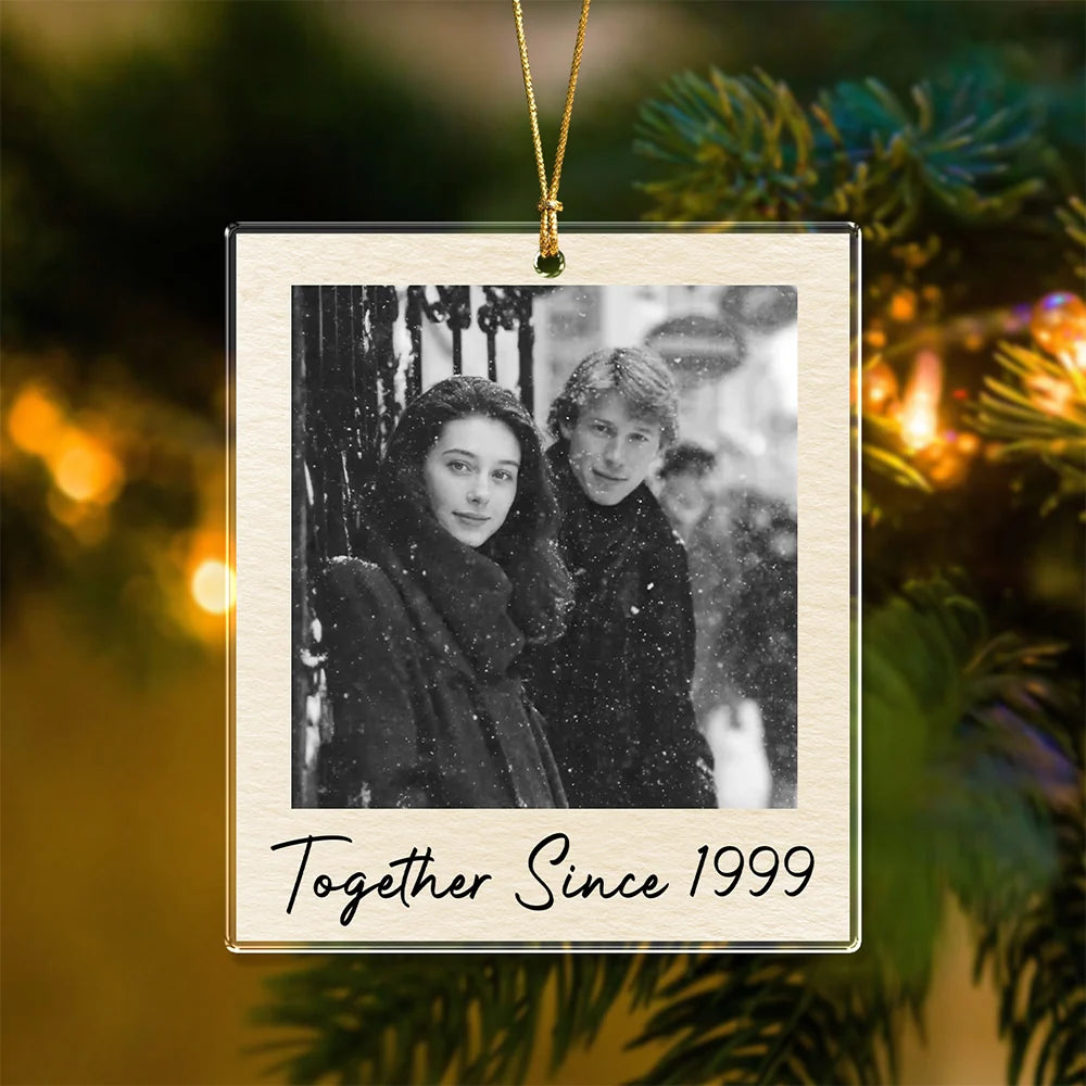 Personalized Polaroid Photo Christmas Ornament - Custom Vintage Family Acrylic Keepsake Gift