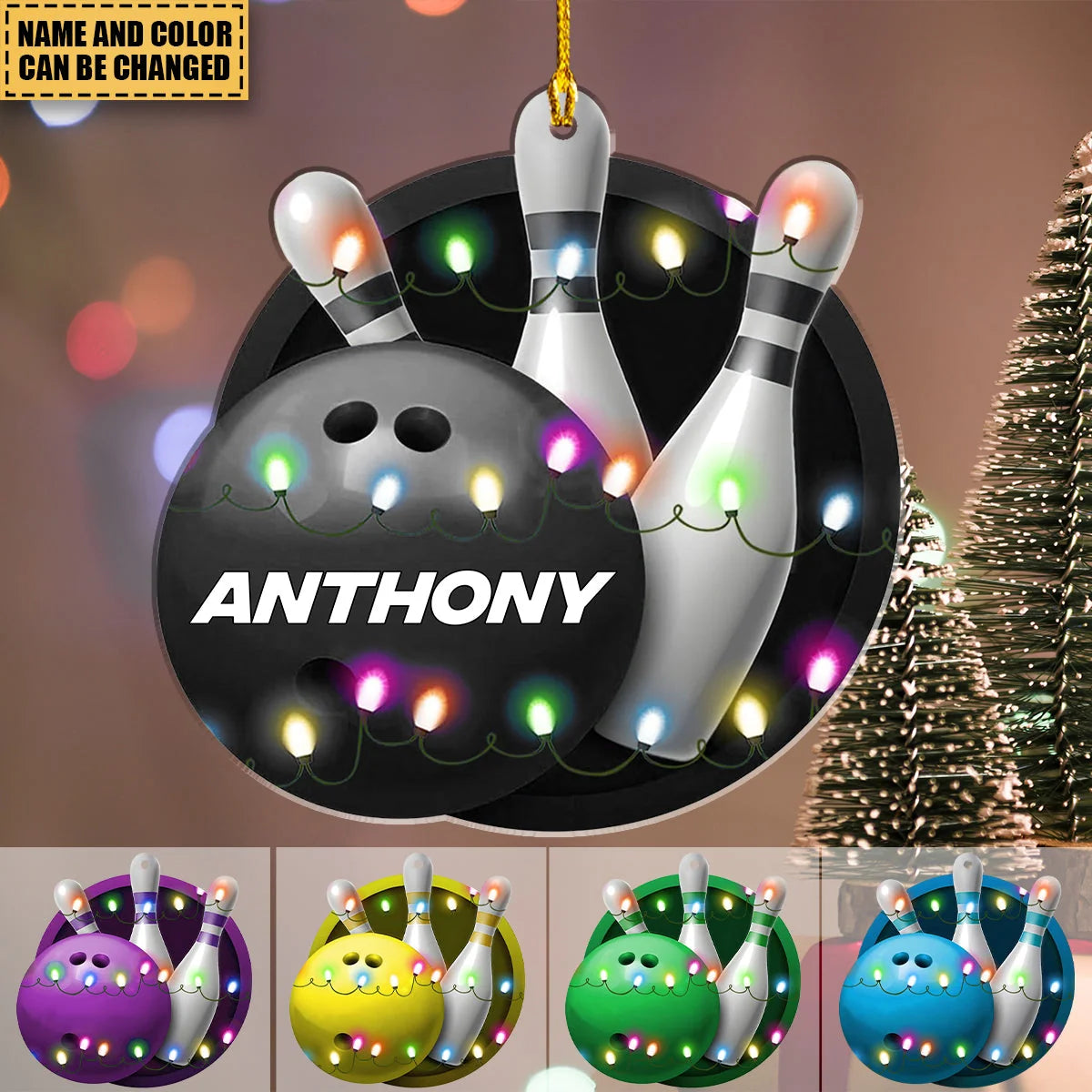 Personalized Bowling Christmas Ornament - Custom Name Sports Keepsake Gift for Bowlers