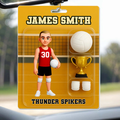 Personalized volleyball player acrylic ornament featuring custom name, number, ball, and trophy for athletes image 10