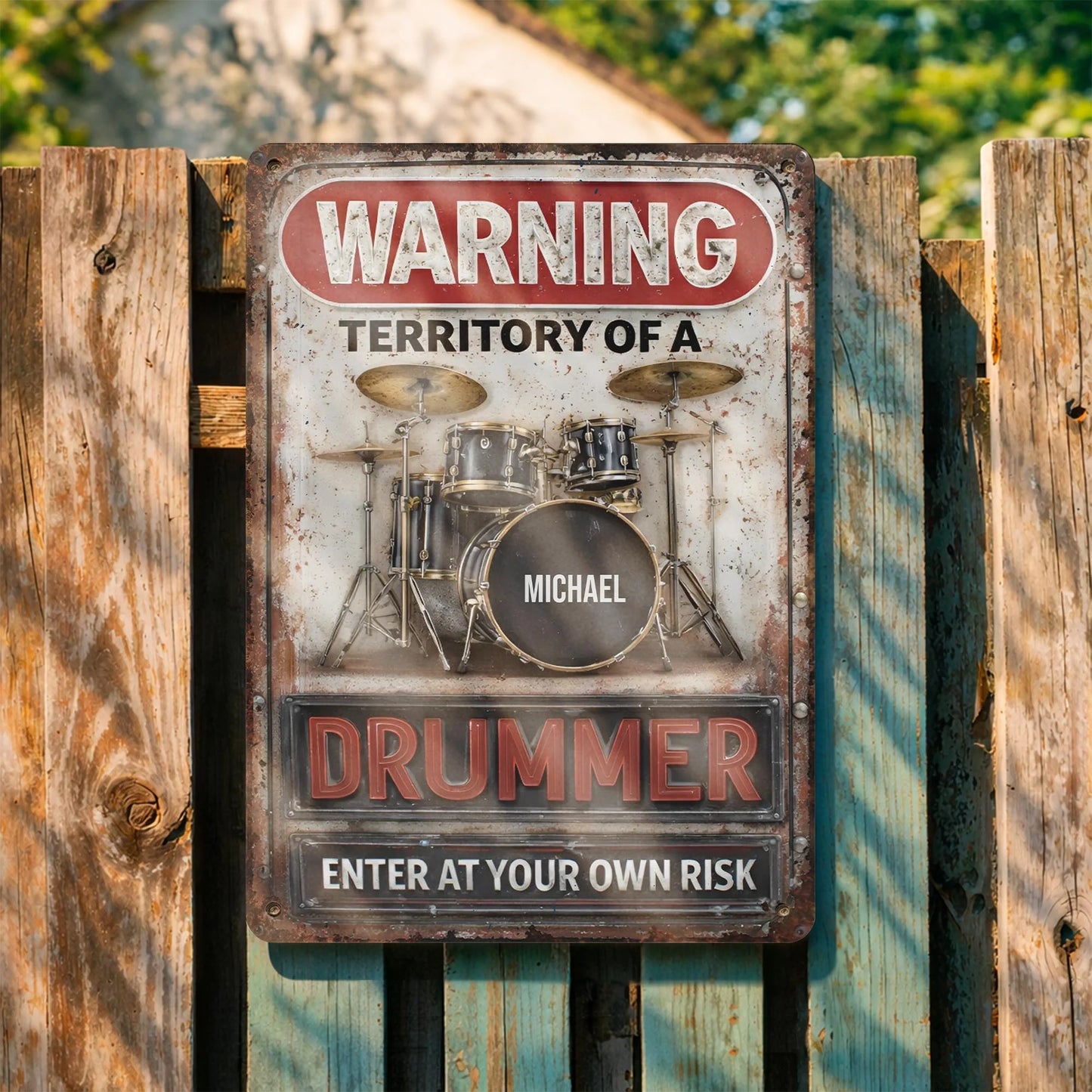 Metal Sign material and size view - Personalized Drummer Metal Sign