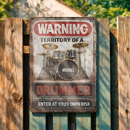 Metal Sign material and size view - Personalized Drummer Metal Sign