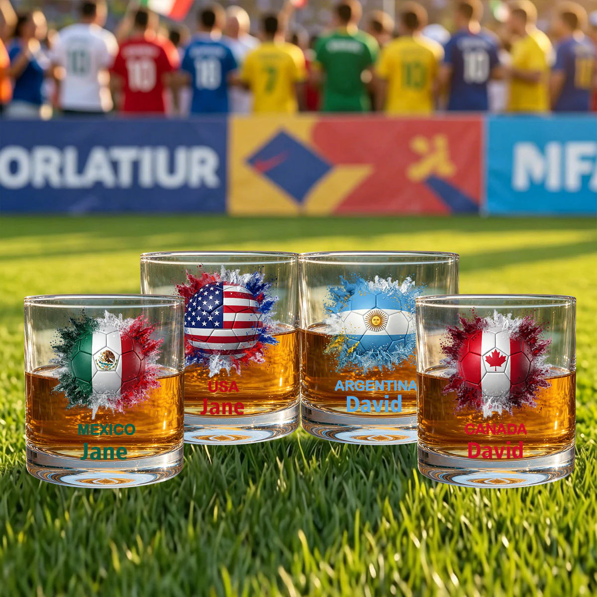 Custom Soccer Whiskey Glass personalization view for Dad