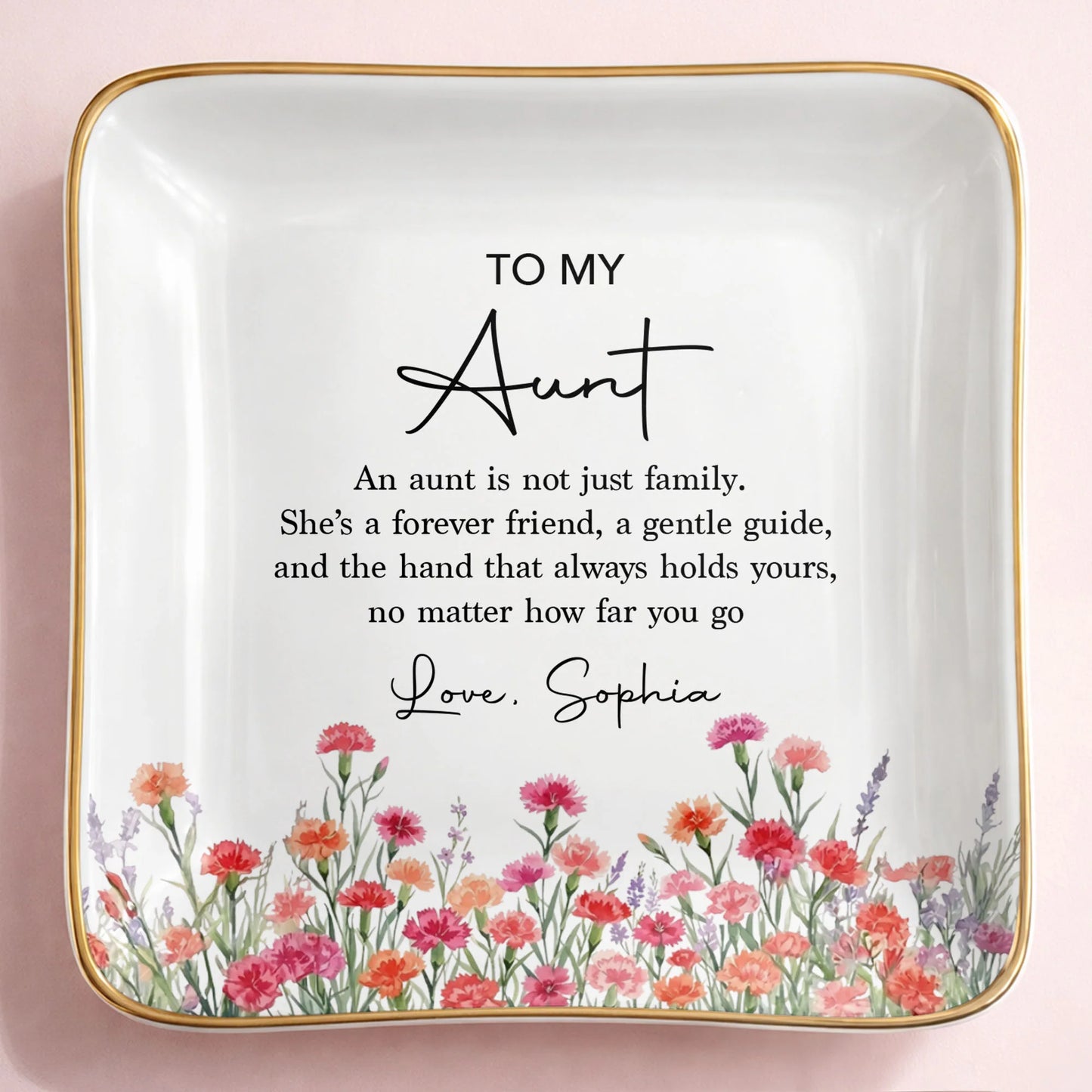 Personalized Aunt Jewelry Dish for Aunt / Uncle with personalized design details for meaningful gifting image 9