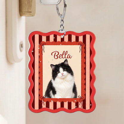 Custom Strawberry Dog Photo Acrylic Keychain personalization view for Dog Lovers