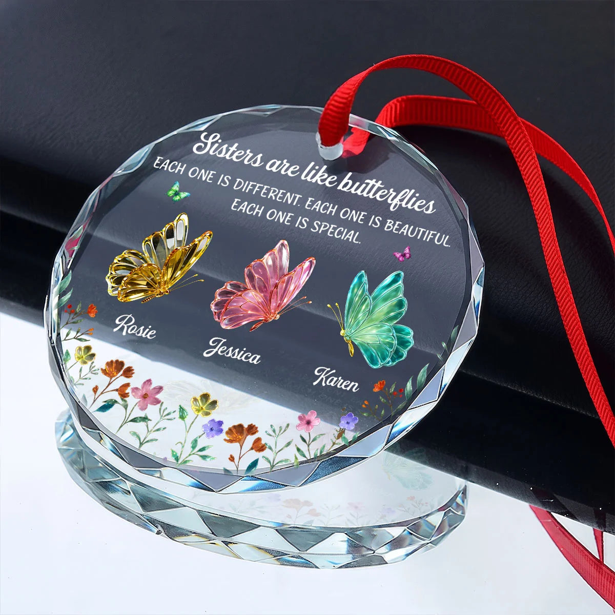 Personalized Sister Glass Ornament personalization view for Sister