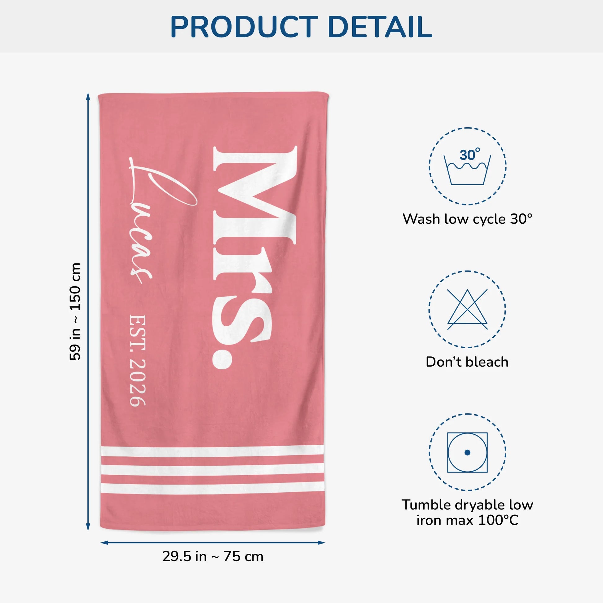 Mr. and Mrs. Personalized Beach Towel for Couples - Custom Honeymoon & Wedding Gift