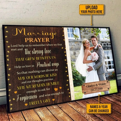 Marriage Prayer Custom Photo Canvas / Poster - Personalized Wedding Anniversary Gift