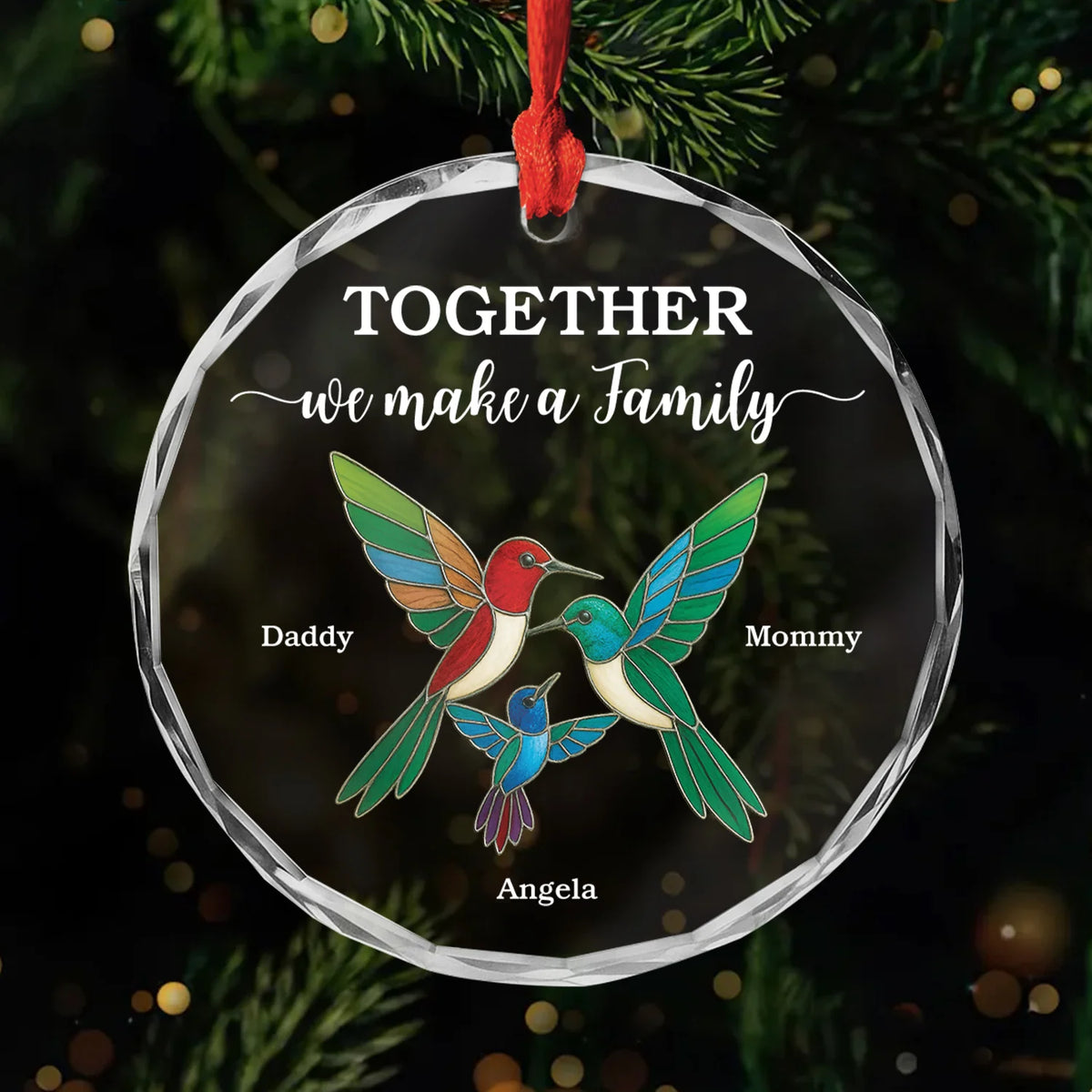"Together We Make A Family" - Personalized Glass Ornament Gift