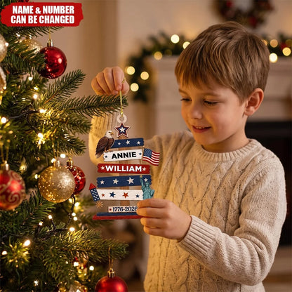 1776-2026 America 250th Anniversary - Personalized Wooden Ornament Keepsake for Family
