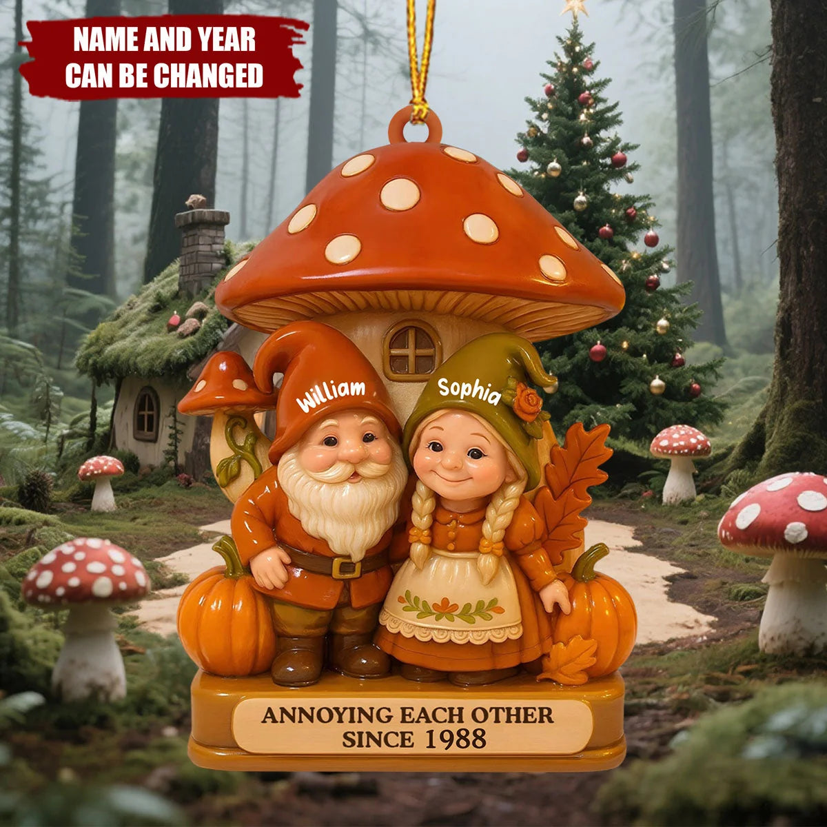 "Annoying Each Other Since" Personalized Couple Wooden Ornament - Custom Gift for Wife and Husband