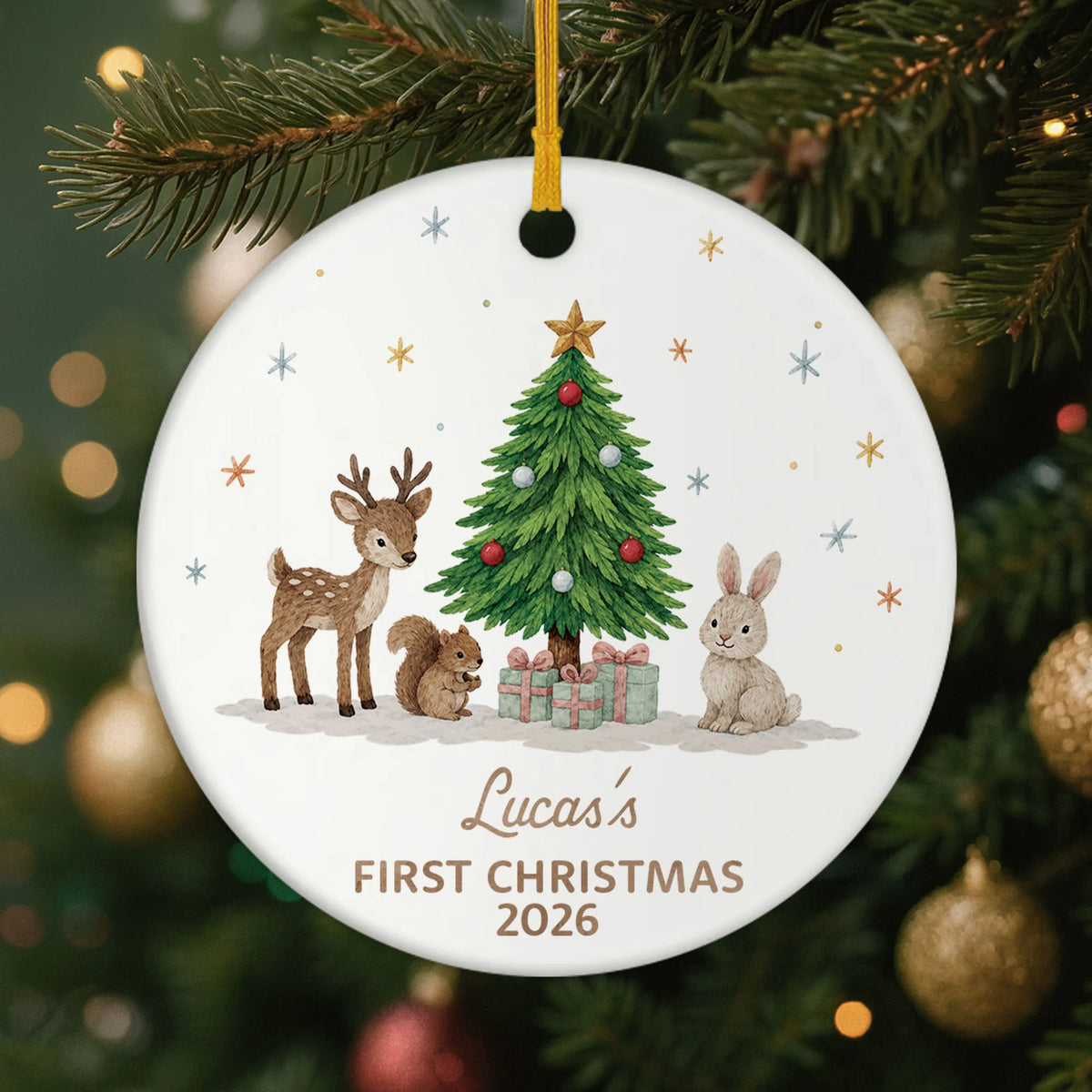"Baby's First Christmas" Personalized Ceramic Ornament - Keepsake Gift for Newborn