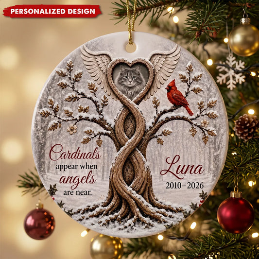 Cardinals Appear When Angels Are Near - Personalized Memorial Ornament for Family Keepsake
