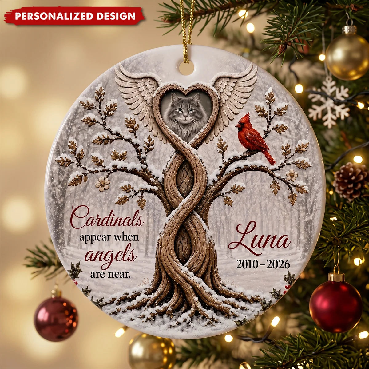 Cardinals Appear When Angels Are Near - Personalized Memorial Ornament for Family Keepsake