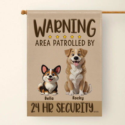 Personalized dog garden flag with Warning Area Patrolled By 24 HR Security text for pet lovers outdoor yard decor image 10