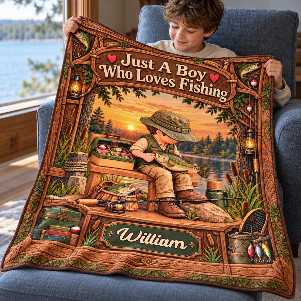 Just A Boy Who Loves Fishing - Personalized Fishing Blanket - Custom Name Gift - Gift For Fishing Lover A2110 Hv01 TL06