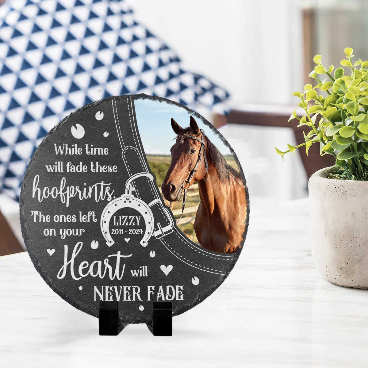 Personalized Horse Photo Memorial Stone - Custom Equestrian Loss Tribute Gift
