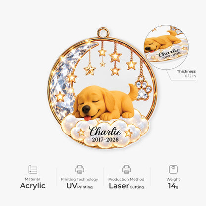 In Loving Memory Personalized Dog Memorial Acrylic Ornament - Custom Sleeping Pup Keepsake Gift
