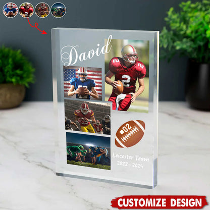 Plaque material and size view - Custom Football Player Plaque