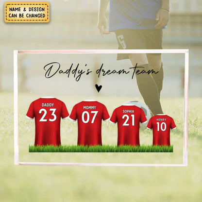 Plaque material and size view - Custom Soccer Dad Acrylic Plaque