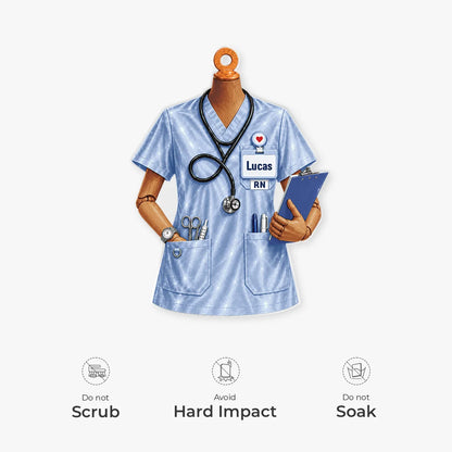 Personalized Nurse Scrubs Acrylic Ornament - Custom Name & Title Badge Keepsake for Healthcare Workers