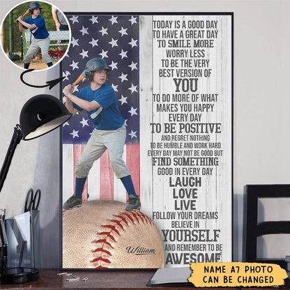 Today Is A Good Day Personalized Baseball Canvas / Poster - Custom Photo Wall Art Gift