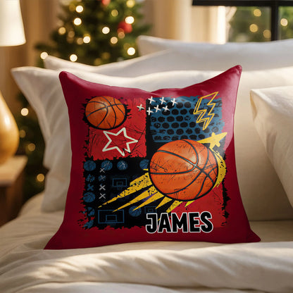 Personalized basketball pillow with custom name James and stars design for sports room decor image 6
